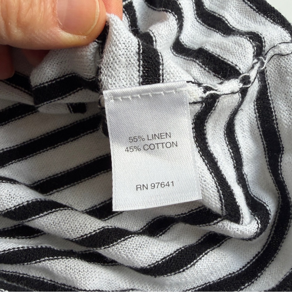 J. Jill Linen Black & White Striped Top - Picture 3 of 6